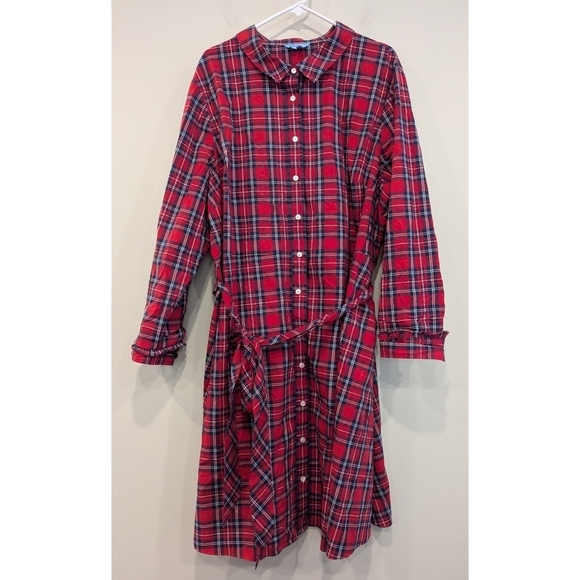 Draper James Carly Tartan Plaid Shirt Dress Size 24 - Picture 1 of 8
